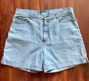 90's Vtg High Sierra Shorts Women 14 Blue High Rise Mom Dungarees Flattering!