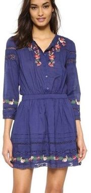 tularosa giles navy embroidered floral mini dress