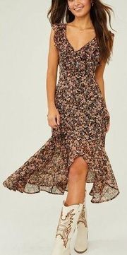 Nilli Floral High Low Dress Black Size XS NWT