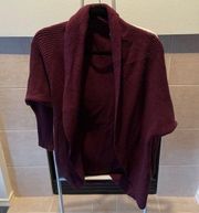 Leith Maroon Red Knit Long Sleeve Cardigan Sweater