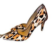 Ann Taylor Leopard Animal Print Calf Fur D’Orsay Heels Stiletto Pumps Size 9