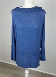 Bobeau Blue Slouchy Knit Tunic Top Size Small