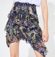 IRO Pampala Skirt In Black Multicolor Floral sz 34 US 4