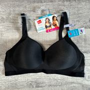 Hanes NEW Cooling Comfort Wire Free Black Bra XXL Convertible MHW507