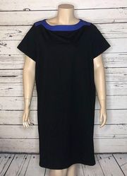 Susan Graver Weekend Size 2X Black & Blue Colorblock French Terry Knit Dress