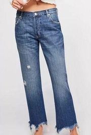 We The Free Free People Raw Edge Frayed Distressed Straight Jeans Size 29