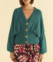 FARM RIO Emerald Bubble Knit Cardigan S