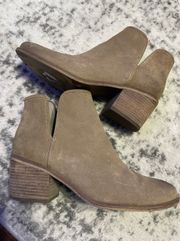 Tan Suede Heeled Booties