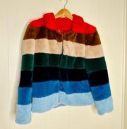 BLANK NYC Faux Fur Chubby Rainbow Jacket Outerwear​​