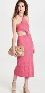 Cult Gaia Cameron Knit Dress in Blossom Pink XSmall New Womens Midi Cutout
