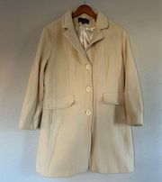 Collection by Gallery Wool Blend Cream Winter Coat Pea Coat Size 14