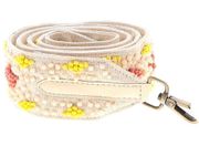 Anthropologie, New, Geo Pink Yellow Beaded Canvas Crossbody Bag Tote Strap