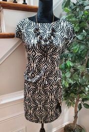 AB Studio Womens Polyester Short Sleeve Round Neck Knee Length Dress Size Medium