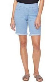 NYDJ Roll Cuff Pull On Denim Stretch Shorts In Belle Isle Light Wash Size 2