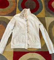 y2k Vintage Cream Faux Fur Lined Sweatshirt Jacket Large