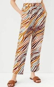 Ann Taylor, New, Linen Blend Animal Zebra Print Easy Ankle Pants, Size Large