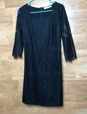 Size Small SOLITAIRE LACE LINED BLACK LONG SLEEVE DRESS