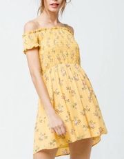 Yellow floral off the shoulder smock never worn dress