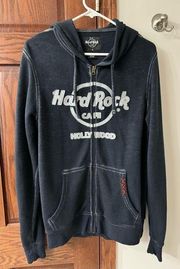 HARD ROCK CAFE HOLLYWOOD ZIP UP HOODIE UNISEX SMALL