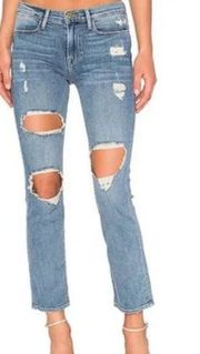 FRAME Denim Le High Straight Distressed Ripped Denim Jeans, Size 28