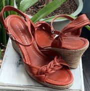 Antonio Melani Women's Delray Braided Strap Espadrille Wedge Sandals Orange Size