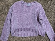 Puple Cropped Velvet Sweater