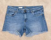 Kut from the Kloth Gidget Frey Denim Jean Shorts Women Raw Hem Size 16