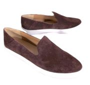 Franco Sarto Mitchell Maroon Burgundy Suede Slip On Sneaker Loafers 8.5