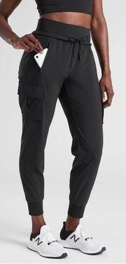Athleta • Sutton Jogger pant black cargo pockets drawstring waist stretch
