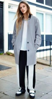 New Rag & Bone Clifton Virgin Wool Snap Coat Jacket Light Grey Size 4 Career Job