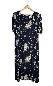 Vintage Dress Daisies Maxi Options By Worthington Navy Tie Back Plus Size 16