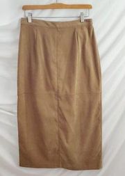 VINTAGE Faux Suede MIDI Skirt Straight-Line Front detail stitching size 10P A1