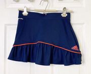 ADIDAS ROLAND GARROS PARIS Tennis Navy Coral Trim Ruffle Hem Skort