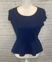 DELIA'S Peplum Top Blue/Black Houndstooth-Large