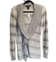 White House Black Market cardigan metallic gray fabric knit sweater medium NeW