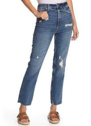 We The Free People High Waist Slim Ripped Stretch Ankle Cropped blue jeans 27