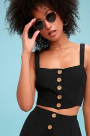 Lulu’s Sweet As Ever Black Cropped Tank Top Size XS