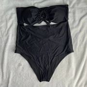 NWT Aerie Strapless Black Cut Out One Piece Swim Suit Long