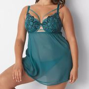 Cacique Lace Lightly Lined Babydoll in Hydro Size 44DDD 2022