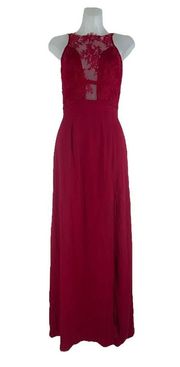 NBD Stephania Lace Backless Maxi Dress Red Cocktail Size S