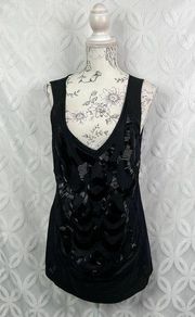 Tory Burch Cotton Sequin Black Tunic Tank Top Size 8