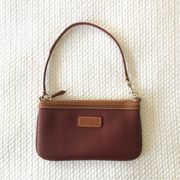 Dooney & Bourke Burgundy Red Camel Tan Trim Extra Small Wristlet Shoulder Bag