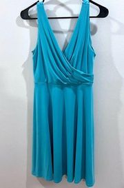 Isaac Mizrahi aqua surplice dress size 8P