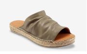 Bueno Olive Leather Nice Espadrille Flat Slip On Sandals  Sz 39 (8.5)