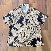 Womans Tropical Silk Top   Size Medium 100% Silk Tropical Floral Vacation Top