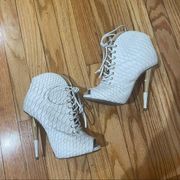 Women's Lace-Up Python Print Giuseppe Zanotti Bootie Heels Size 35