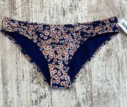 Old Navy  NWT Blue Orange Flower Print Ruched Cheeky Bikini Bottoms Size Small