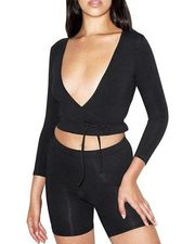 American Apparel black cropped wrap top