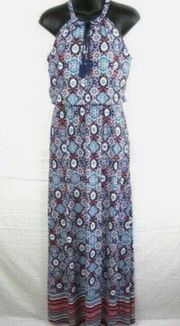 NWT Antibes  Sleeveless Boho Print red blue Maxi Dress sz XL.