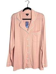 NWT Cosabella Long Sleeve Pajama Top Cotton Modal Light Pink Sleep Shirt 1X
